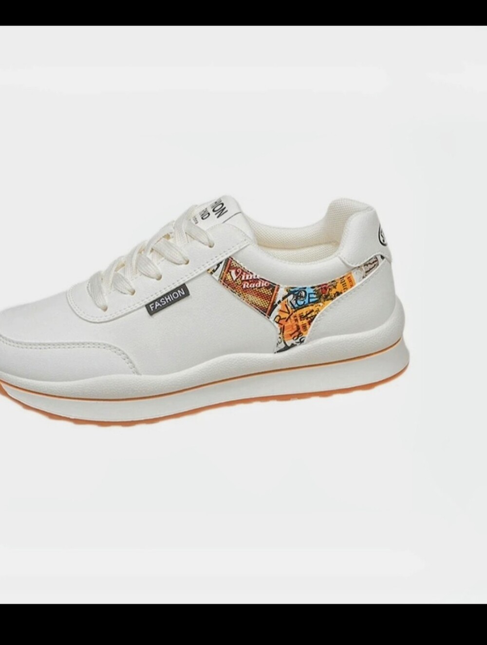 White Women's Sneakers with Color Accent